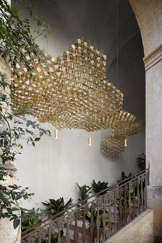 NUVEM Slamp modulare dekorative elementen abgependelt gold design MIGUEL ARRUDA
