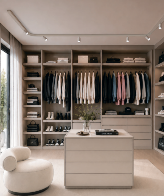 LUMEXX TRIvario 230V-Magnetschienensystem in der neuen Farbe Cashmere, einem eleganten sandbeigen Farbton.